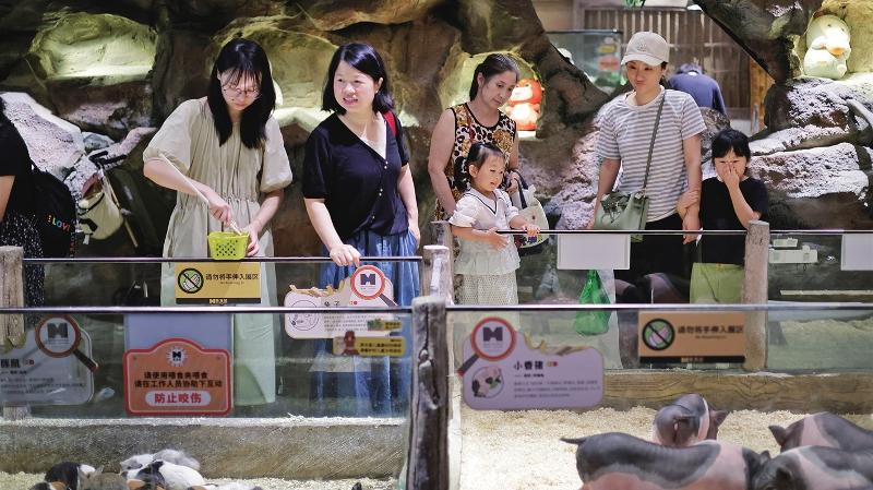 家长带孩子到东太湖畔一家萌宠乐园享亲子时光